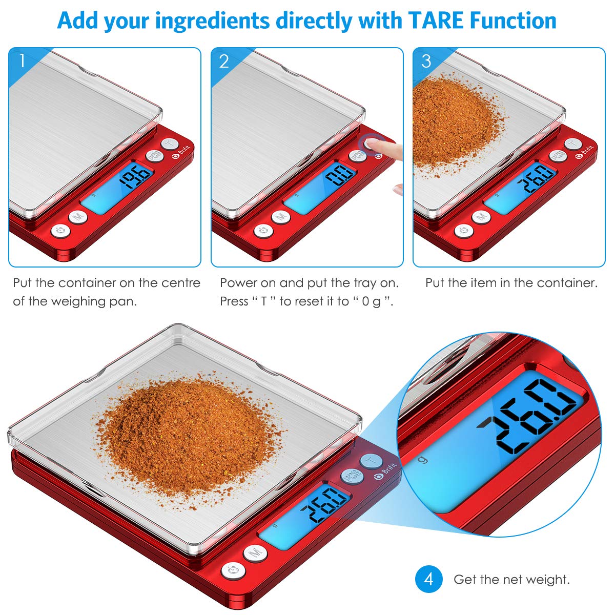 Digital Kitchen Scale, 3000g 0.01oz/ 0.1g Pocket Coffee Scale, Mini Food Scale, Pro Electronic Jewelry Scale with Back-Lit LCD Display, Tare & PCS Functions, Stainless Steel, Batteries Included