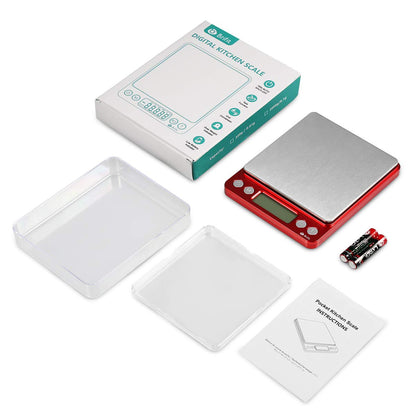 Digital Kitchen Scale, 3000g 0.01oz/ 0.1g Pocket Coffee Scale, Mini Food Scale, Pro Electronic Jewelry Scale with Back-Lit LCD Display, Tare & PCS Functions, Stainless Steel, Batteries Included