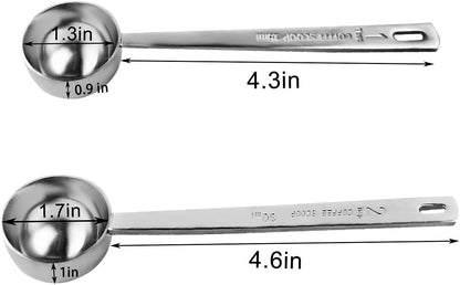 2 Pcs Coffee Scoop 18/8 Stainless Steel Measuring Coffee Spoon Set 1 Tablespoon (15ML) & 2 Tablespoon (30ML) Long Handle Spoons Metal Tablespoon for Coffee Tea Milk Powder Coffee Beans Sugar Flour