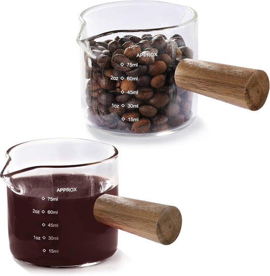 Espresso Shot Cups, 4 OZ Double Spouts Cups, Shot Glasses with Handle