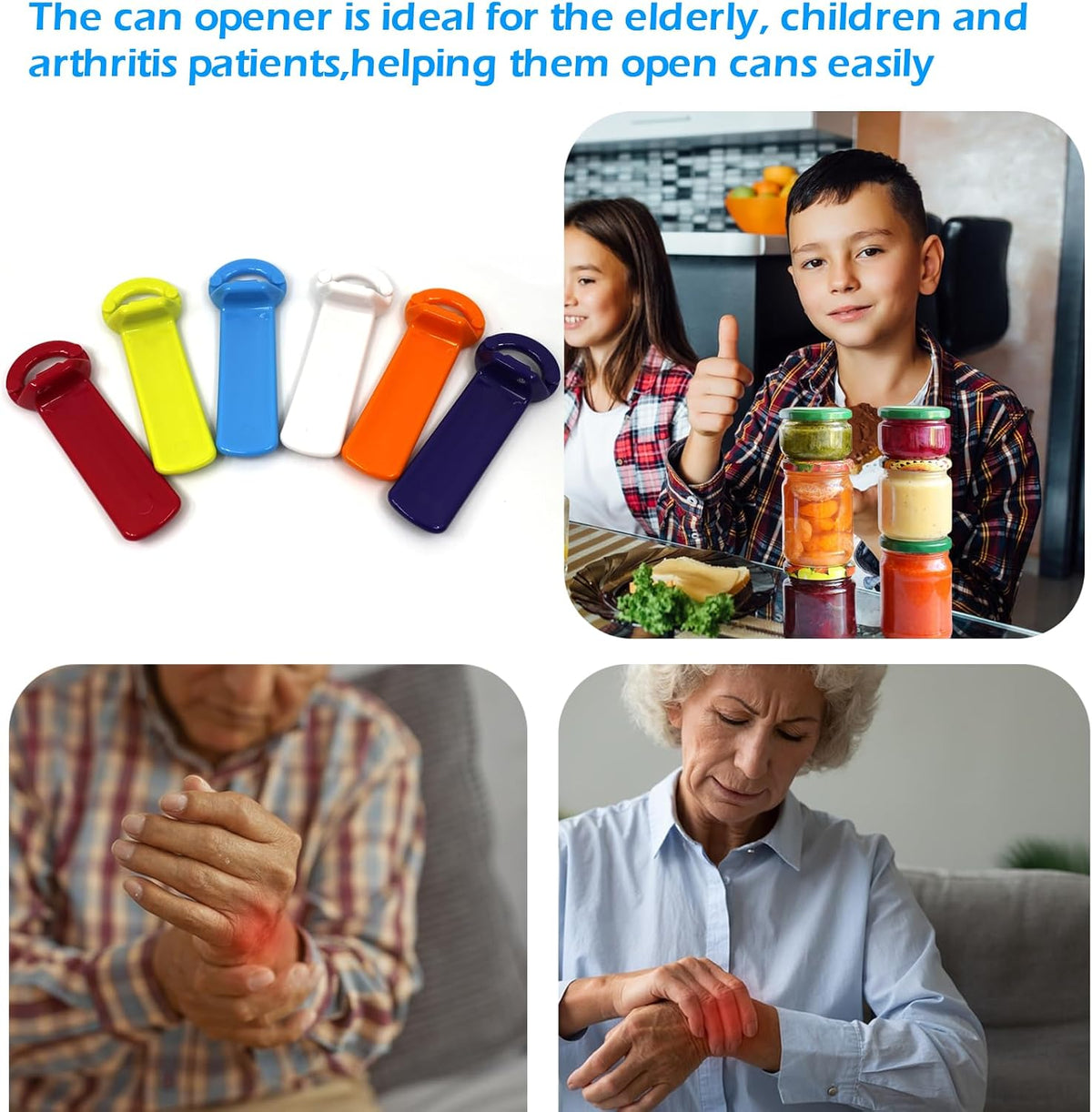 6 Pack Jar Openers for Seniors, Jar Lid Opener, Jar Key and Bottle Openers