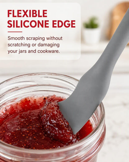 Sourdough Spatula, 9.4" Long Silicone Jar Scraper Grey