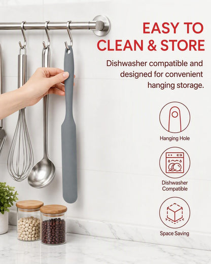 Sourdough Spatula, 9.4" Long Silicone Jar Scraper Grey
