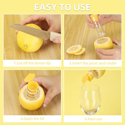4 Pcs Lemon Squeezer, Screw Top Manual Juicer with Built-In Filter Orange Citrus Press, Squeeze Lime for Cocktails, Drinks (2 Yellow+2 Green)