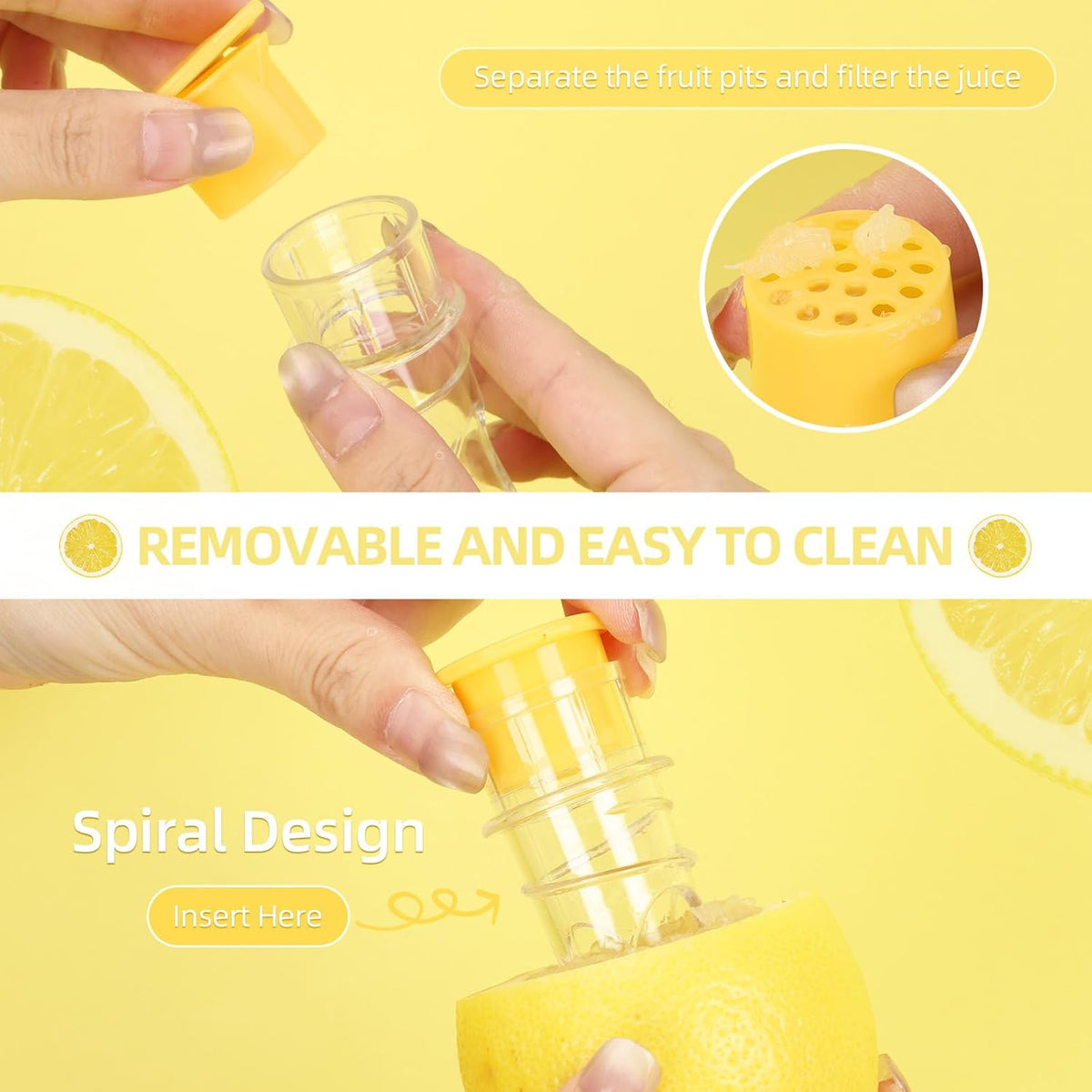 4 Pcs Lemon Squeezer, Screw Top Manual Juicer with Built-In Filter Orange Citrus Press, Squeeze Lime for Cocktails, Drinks (2 Yellow+2 Green)
