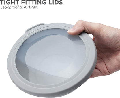 Mixing Bowls with Lids - 10 Piece Plastic Nesting Bowls Set includes 5 Prep Bowls and 5 Lids (Grey)