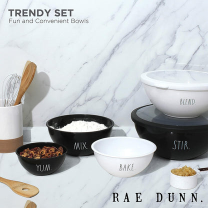 Mixing Bowls with Lids - 10 Piece Plastic Nesting Bowls Set includes 5 Prep Bowls and 5 Lids (Grey)