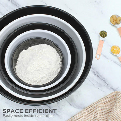 Mixing Bowls with Lids - 10 Piece Plastic Nesting Bowls Set includes 5 Prep Bowls and 5 Lids (Grey)
