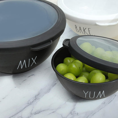 Mixing Bowls with Lids - 10 Piece Plastic Nesting Bowls Set includes 5 Prep Bowls and 5 Lids (Grey)
