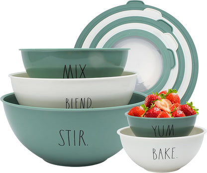 Mixing Bowls with Lids - 10 Piece Plastic Nesting Bowls Set includes 5 Prep Bowls and 5 Lids (Grey)