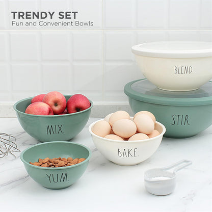 Mixing Bowls with Lids - 10 Piece Plastic Nesting Bowls Set includes 5 Prep Bowls and 5 Lids (Grey)
