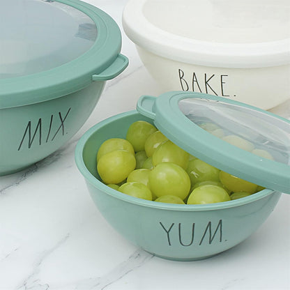 Mixing Bowls with Lids - 10 Piece Plastic Nesting Bowls Set includes 5 Prep Bowls and 5 Lids (Grey)