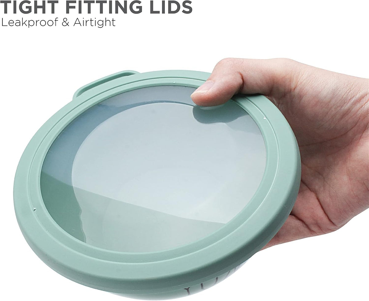 Mixing Bowls with Lids - 10 Piece Plastic Nesting Bowls Set includes 5 Prep Bowls and 5 Lids (Grey)