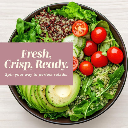 Stainless Steel Salad Spinner - 5 Qt. Lettuce Washer And Vegetable Spinner Dryer for Easy Salad Prep - Non Slip Base with Pull Handle - Auto Stop Brake System, Stain and Odor Resistant
