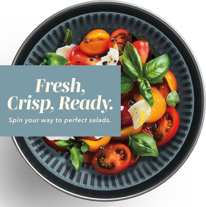 Stainless Steel Salad Spinner - 5 Qt. Lettuce Washer And Vegetable Spinner Dryer for Easy Salad Prep - Non Slip Base with Pull Handle - Auto Stop Brake System, Stain and Odor Resistant