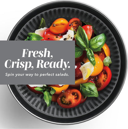 Stainless Steel Salad Spinner - 5 Qt. Lettuce Washer And Vegetable Spinner Dryer for Easy Salad Prep - Non Slip Base with Pull Handle - Auto Stop Brake System, Stain and Odor Resistant
