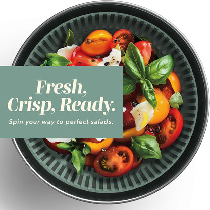 Stainless Steel Salad Spinner - 5 Qt. Lettuce Washer And Vegetable Spinner Dryer for Easy Salad Prep - Non Slip Base with Pull Handle - Auto Stop Brake System, Stain and Odor Resistant
