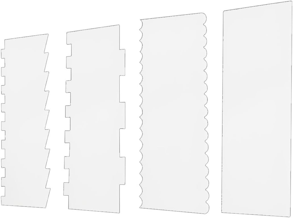4 Pack Clear Cake Combs, Clear Acrylic Cake Smoother Scraper, Clear Acrylic Cake Scraper, Large Clear Acrylic Cake Scraper, Acrylic Cake Scraper Set, Clear Acrylic Cake Scraper Cake Decorating