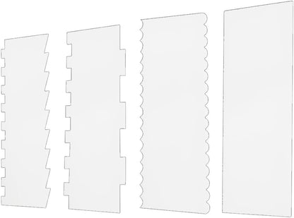 4 Pack Clear Cake Combs, Clear Acrylic Cake Smoother Scraper, Clear Acrylic Cake Scraper, Large Clear Acrylic Cake Scraper, Acrylic Cake Scraper Set, Clear Acrylic Cake Scraper Cake Decorating