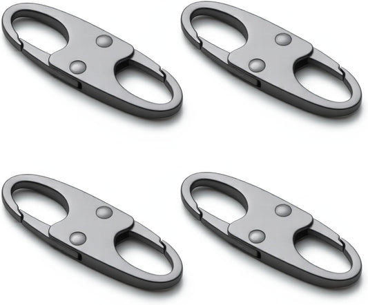 Anti Theft Zipper Clips Double Opening Small Carabiner Clips, 4Pcs Elegant Zinc Alloy Zipper Pull Replacement for Travel, Commuting and Camping (Space Grey)