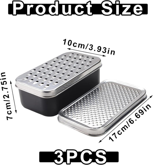 Cheese Grater With Container,Box Grater Cheese Shredder Lemon Zester,Kitchen Stainless Steel Food Grater,Perfect For Hard Parmesan Or Soft Cheddar Cheeses,Ginger,Butter Etc