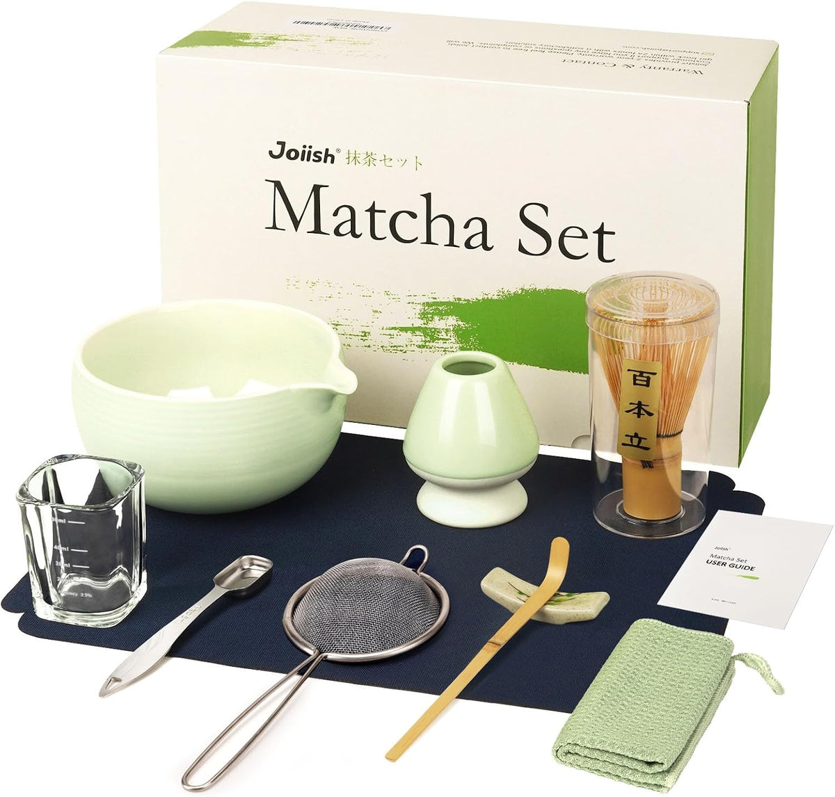 10-Pcs Matcha Whisk Set, Matcha Kit with Measuring Spoon/Cup, Green