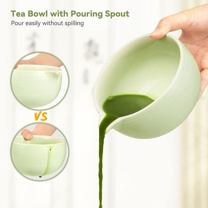 10-Pcs Matcha Whisk Set, Matcha Kit with Measuring Spoon/Cup, Green