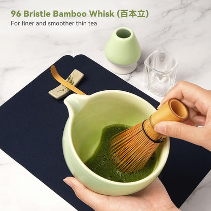10-Pcs Matcha Whisk Set, Matcha Kit with Measuring Spoon/Cup, Green