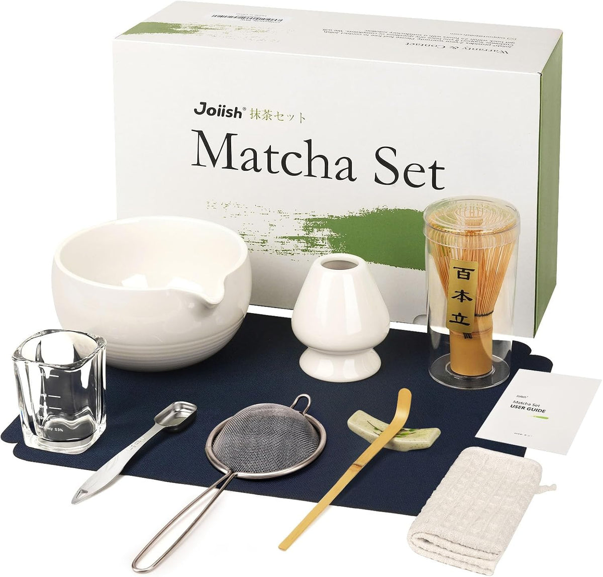 10-Pcs Matcha Whisk Set, Matcha Kit with Measuring Spoon/Cup, Green
