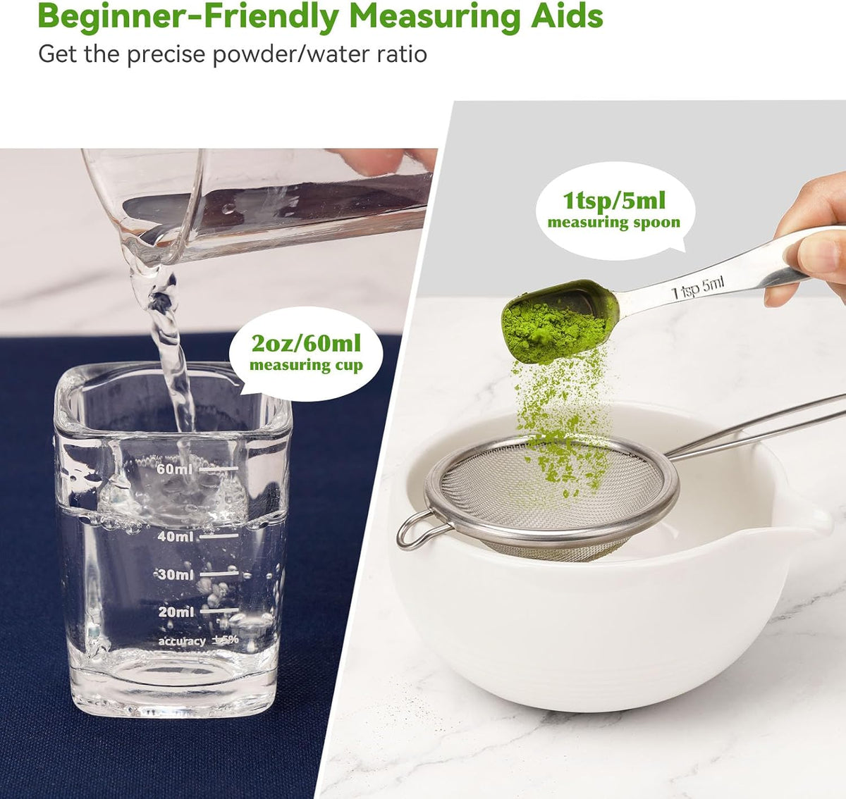 10-Pcs Matcha Whisk Set, Matcha Kit with Measuring Spoon/Cup, Green