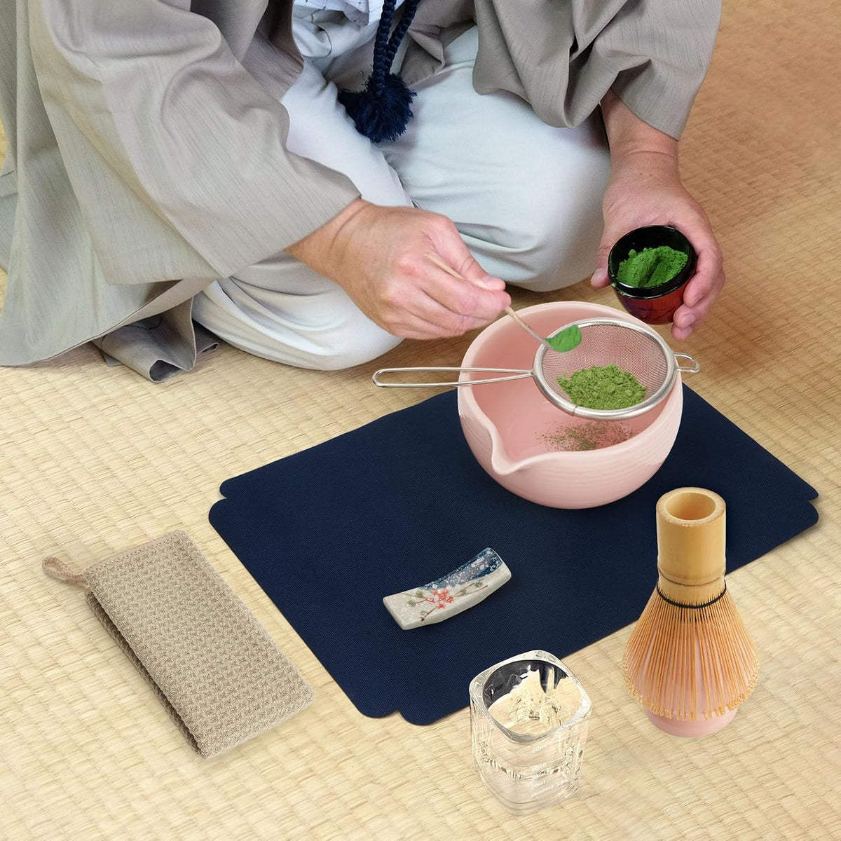 10-Pcs Matcha Whisk Set, Matcha Kit with Measuring Spoon/Cup, Green