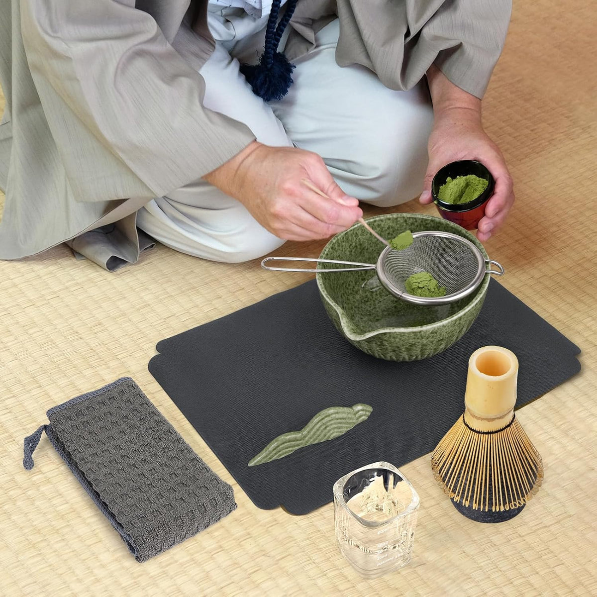10-Pcs Matcha Whisk Set, Matcha Kit with Measuring Spoon/Cup, Green