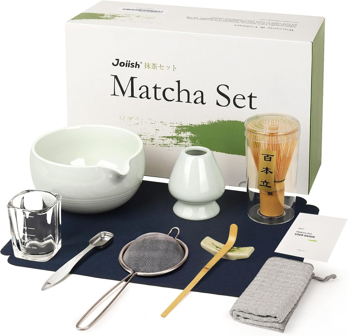 10-Pcs Matcha Whisk Set, Matcha Kit with Measuring Spoon/Cup, Green