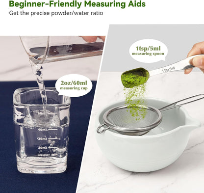 10-Pcs Matcha Whisk Set, Matcha Kit with Measuring Spoon/Cup, Green