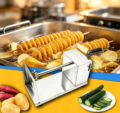 Tornado Potato Spiral Cutter Stainless Steel Spud Twisted Potato Chips Slicer French Fry Graters Cortador de Papas en Espiral Tornado for Potatoes Carrots Cucumbers Vegetable