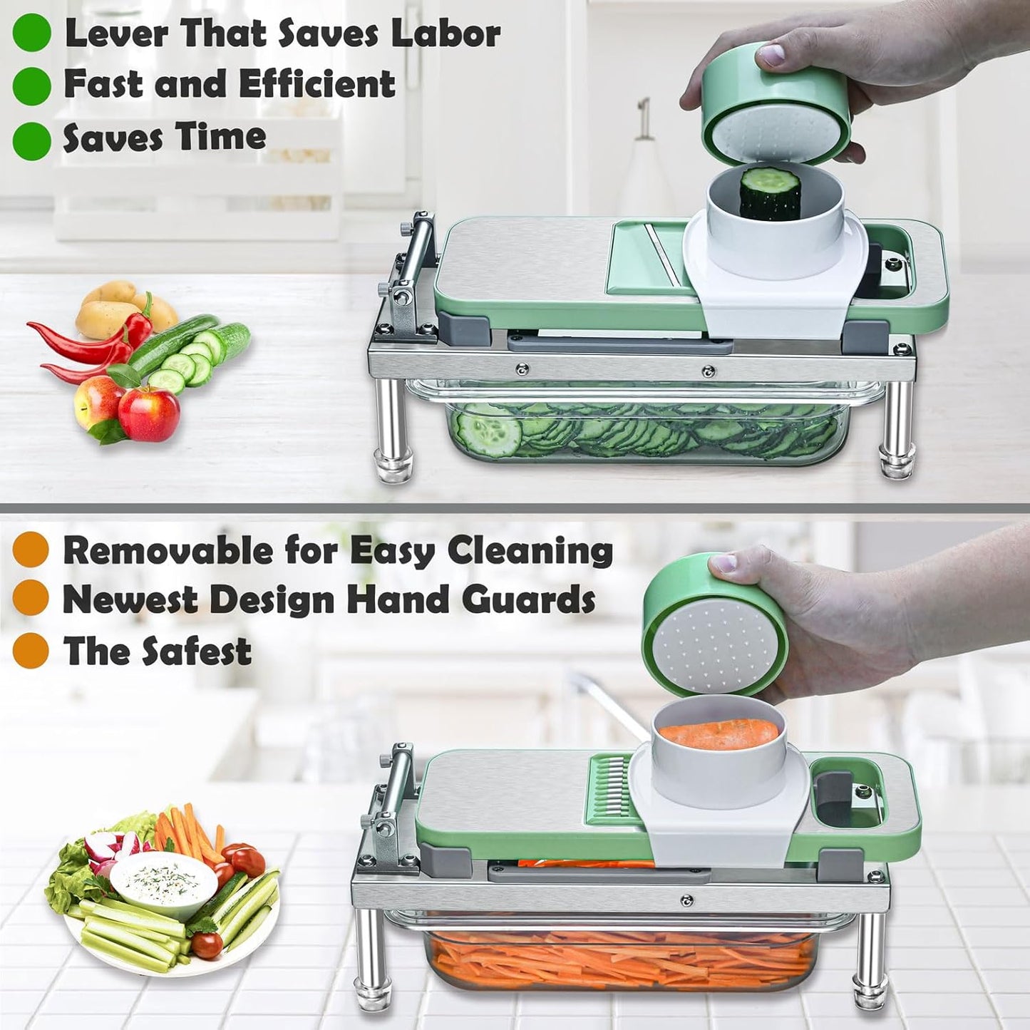 Vegetable Chopper Veggie Cutter Onion Food Potato Tomato Dicer With Blade | Stainless Steel Construction, Fruit Potato Salad Dicer, Dishwasher Safety, Easy Cleaning, Safety Hand Guards