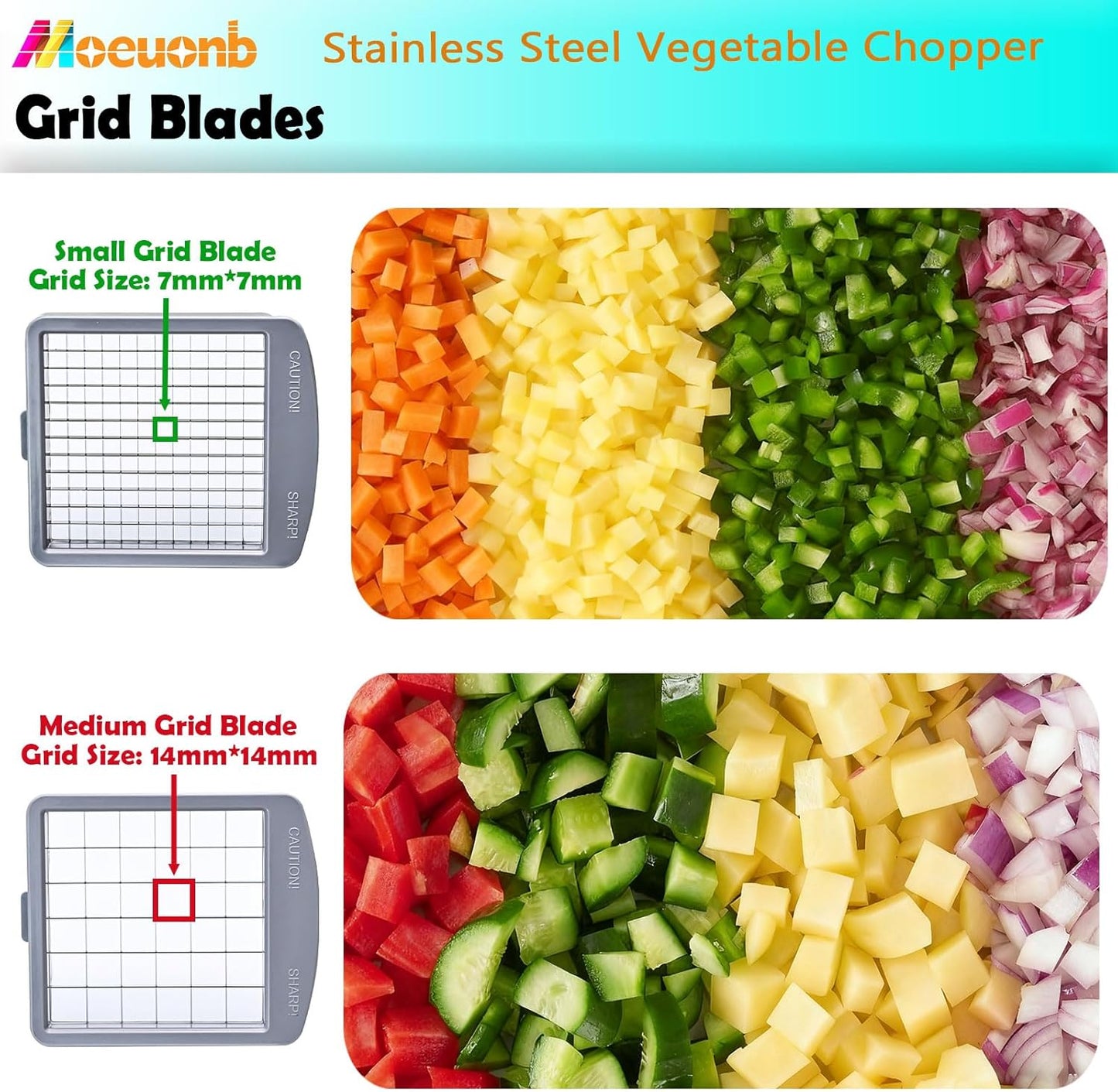 Vegetable Chopper Veggie Cutter Onion Food Potato Tomato Dicer With Blade | Stainless Steel Construction, Fruit Potato Salad Dicer, Dishwasher Safety, Easy Cleaning, Safety Hand Guards