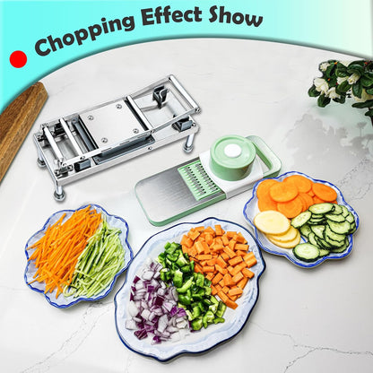 Vegetable Chopper Veggie Cutter Onion Food Potato Tomato Dicer With Blade | Stainless Steel Construction, Fruit Potato Salad Dicer, Dishwasher Safety, Easy Cleaning, Safety Hand Guards