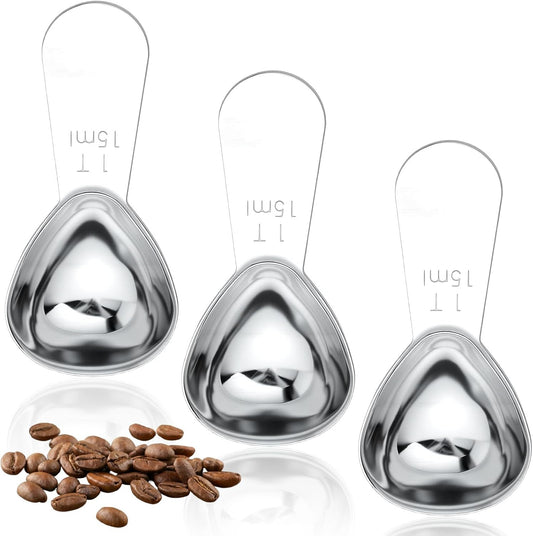3pcs 1 Tbsp Stainless Steel Measuring Spoon, 1 Tablespoon Coffee Scoopers for Ground Coffee, Short Handle for Flour Tea Sugar Fits into Canisters