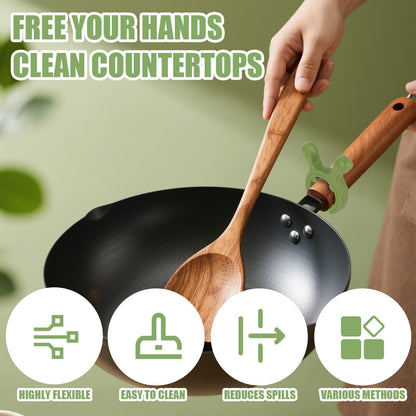 3pcs Multifunction Silicone Pot Handle Spatula Rack, Non-Slip Spoon Holder Heat Resistant Anti Scalding Pot Clip for Cooking & Kitchen Gadgets Accessories (3 Colors)