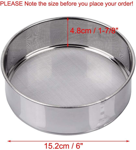 Flour Sifter for Baking - Stainless Steel 40 Mesh Small Tamis 6inch Round Sifter,Mini Fine Mesh Flour Sieve(6 Inch, 40m Mesh)