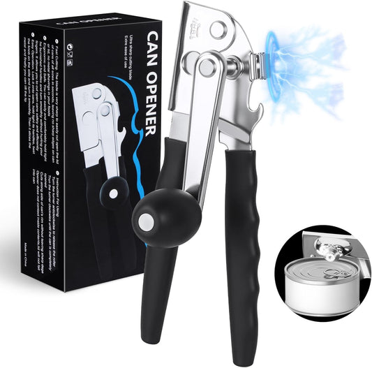[Upgrade] Commercial Can Opener, Durable All-Steel Construction - Hand Crank Can Opener with Magnet, Comfortable Extra-long Handles, Oversized Knob, Professional Ergonomic & Easy for Big Cans
