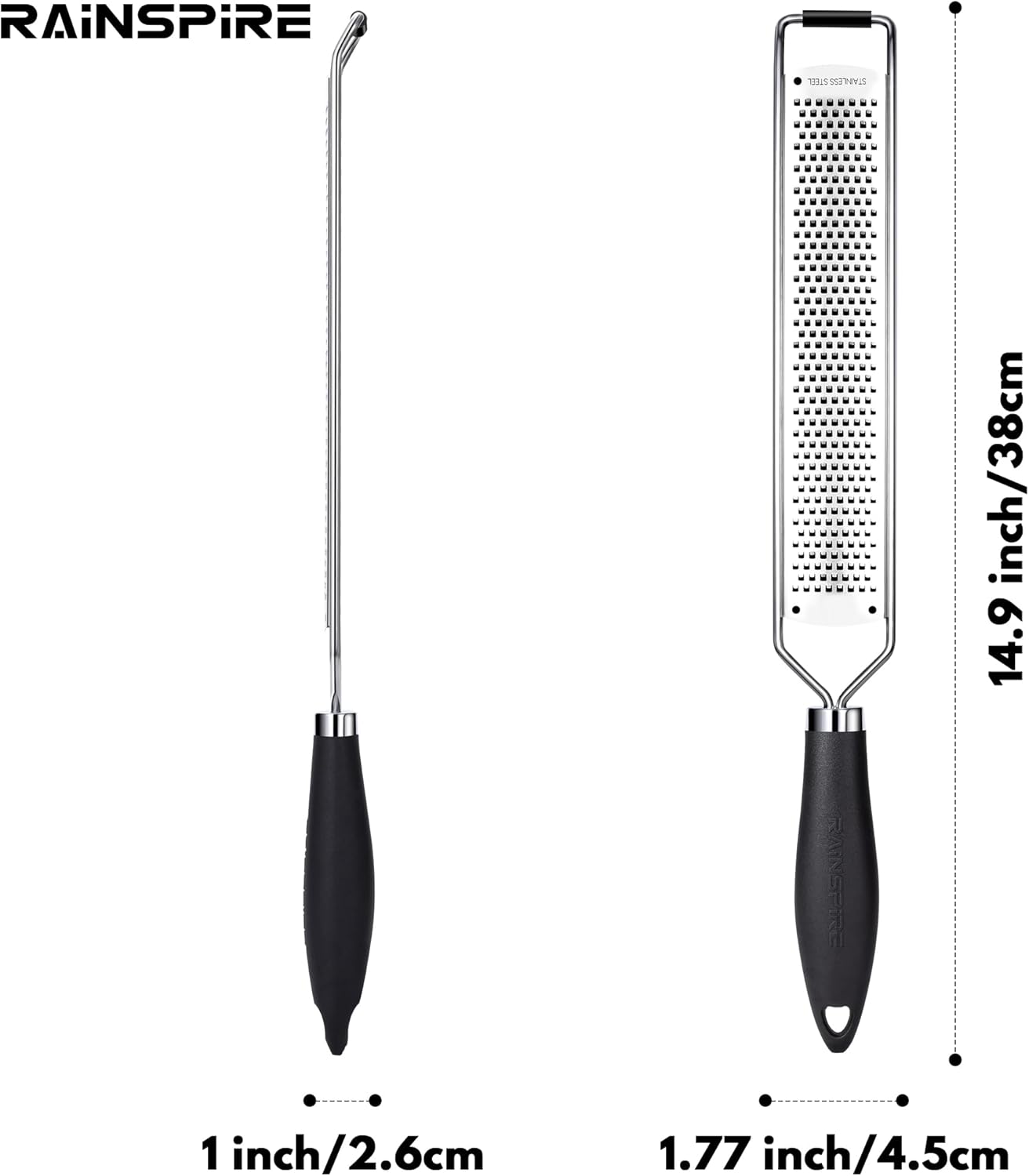 Upgraded Citrus Lemon Zester Grater, Easy Clean Dishwasher Safe, for Ginger Garlic Parmesan Cheese, 304 Stainless Steel Blade, Protect Cover, Baking Supplies, Black