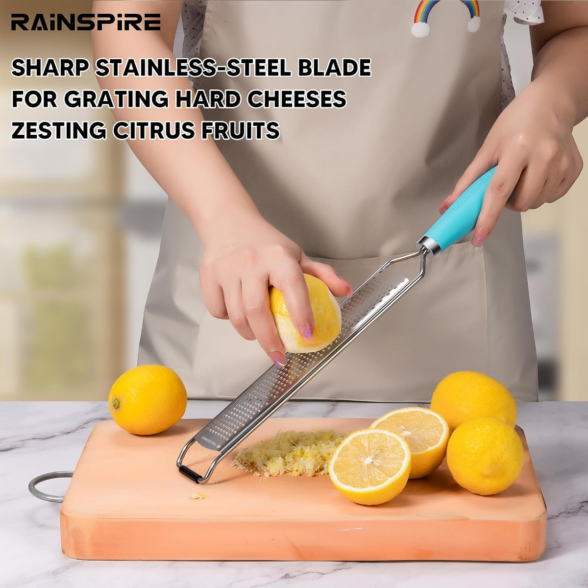 Upgraded Citrus Lemon Zester Grater, Easy Clean Dishwasher Safe, for Ginger Garlic Parmesan Cheese, 304 Stainless Steel Blade, Protect Cover, Baking Supplies, Black