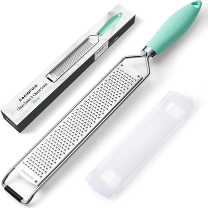 Upgraded Citrus Lemon Zester Grater, Easy Clean Dishwasher Safe, for Ginger Garlic Parmesan Cheese, 304 Stainless Steel Blade, Protect Cover, Baking Supplies, Black