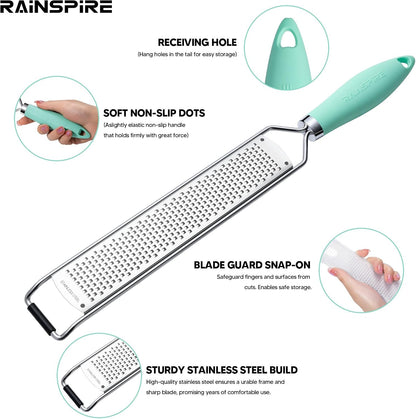 Upgraded Citrus Lemon Zester Grater, Easy Clean Dishwasher Safe, for Ginger Garlic Parmesan Cheese, 304 Stainless Steel Blade, Protect Cover, Baking Supplies, Black