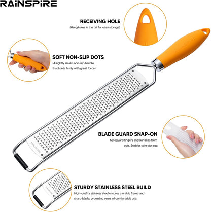 Upgraded Citrus Lemon Zester Grater, Easy Clean Dishwasher Safe, for Ginger Garlic Parmesan Cheese, 304 Stainless Steel Blade, Protect Cover, Baking Supplies, Black