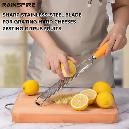 Upgraded Citrus Lemon Zester Grater, Easy Clean Dishwasher Safe, for Ginger Garlic Parmesan Cheese, 304 Stainless Steel Blade, Protect Cover, Baking Supplies, Black