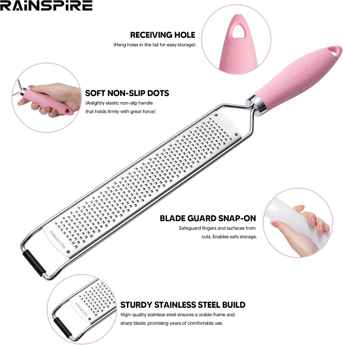 Upgraded Citrus Lemon Zester Grater, Easy Clean Dishwasher Safe, for Ginger Garlic Parmesan Cheese, 304 Stainless Steel Blade, Protect Cover, Baking Supplies, Black