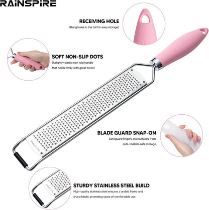 Upgraded Citrus Lemon Zester Grater, Easy Clean Dishwasher Safe, for Ginger Garlic Parmesan Cheese, 304 Stainless Steel Blade, Protect Cover, Baking Supplies, Black